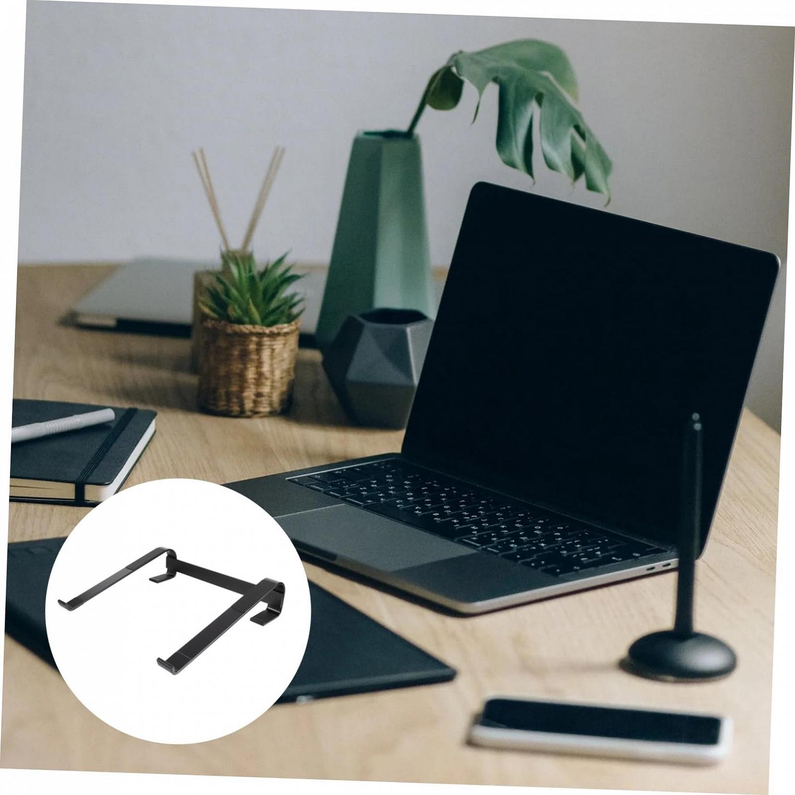 Подставка для ноутбука алюминиевая, эргономичная складная, для стола, прочная портативная, с рассеиванием тепла, черная, фото №4