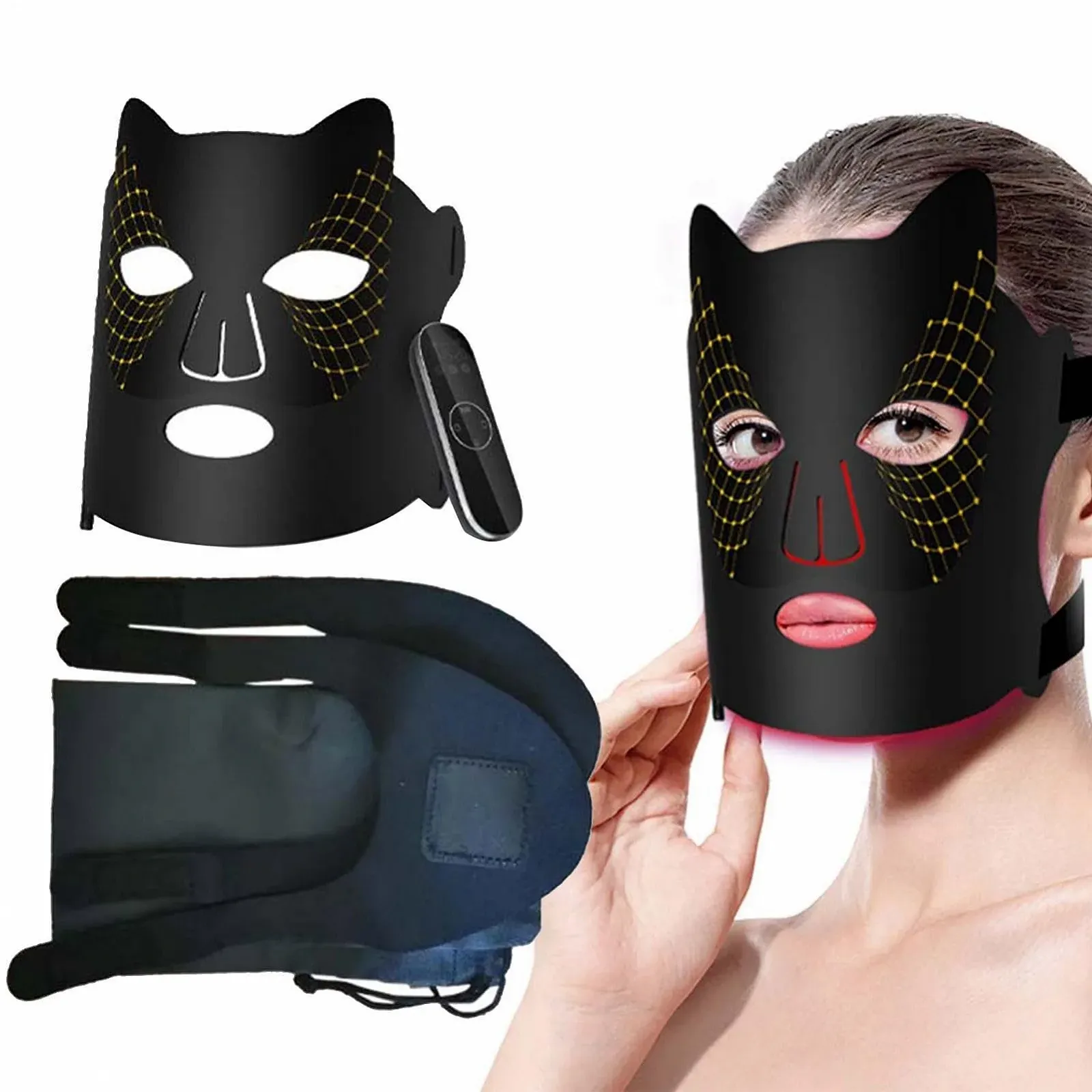 LED Маска для догляду за шкірою обличчя з червоним світлом, 3 рівні швидкості - Легкий догляд за шкірою, 4 кольори, 192 світлодіодні лампи, фото №1