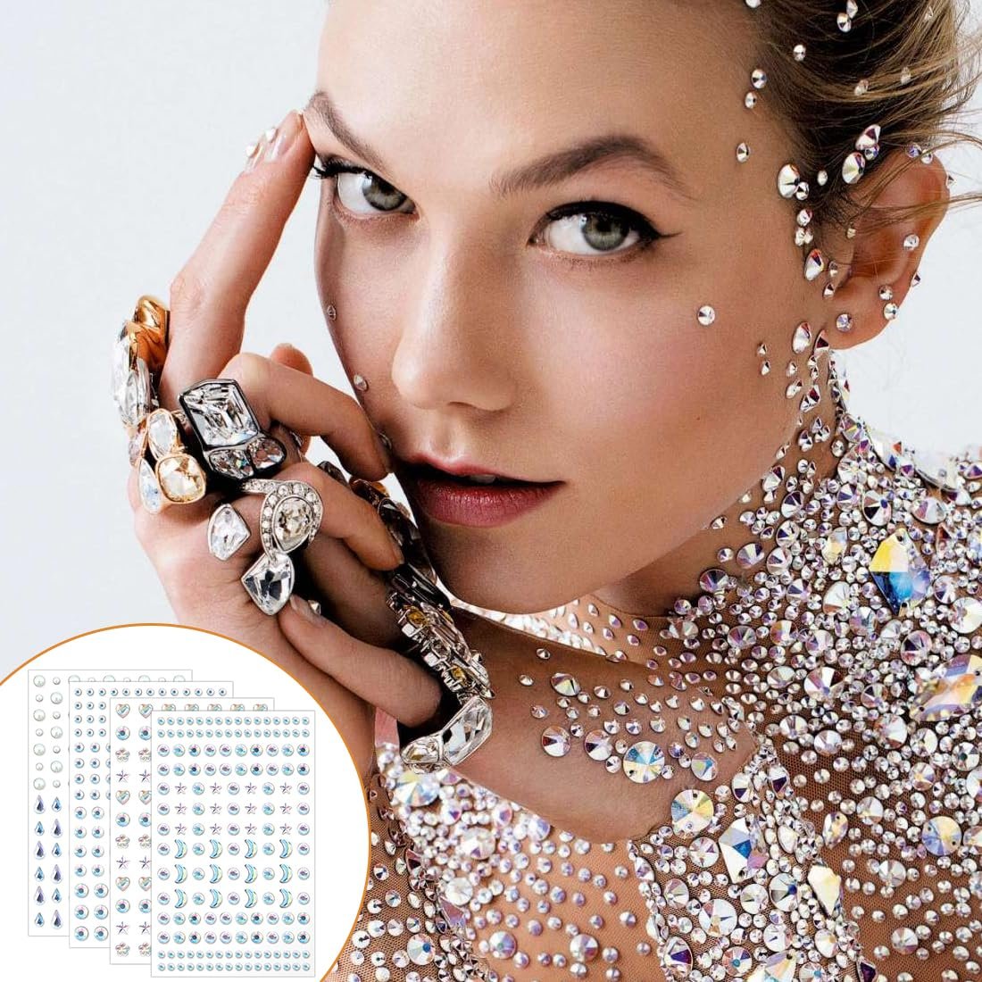 Стрази Самоклеючі наліпки з камінням 4шт Блискітки 1шт, фото №4