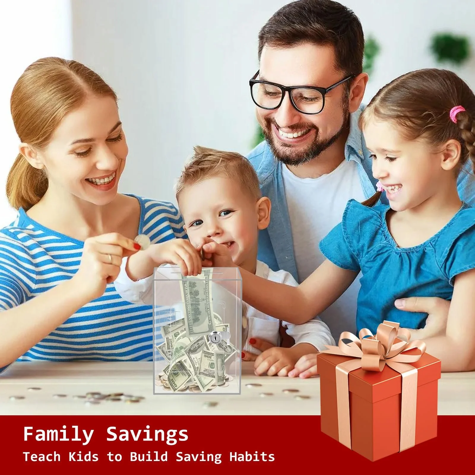 Скарбничка акрилова прозора з замком 20 x 15 x 12 см, фото №7