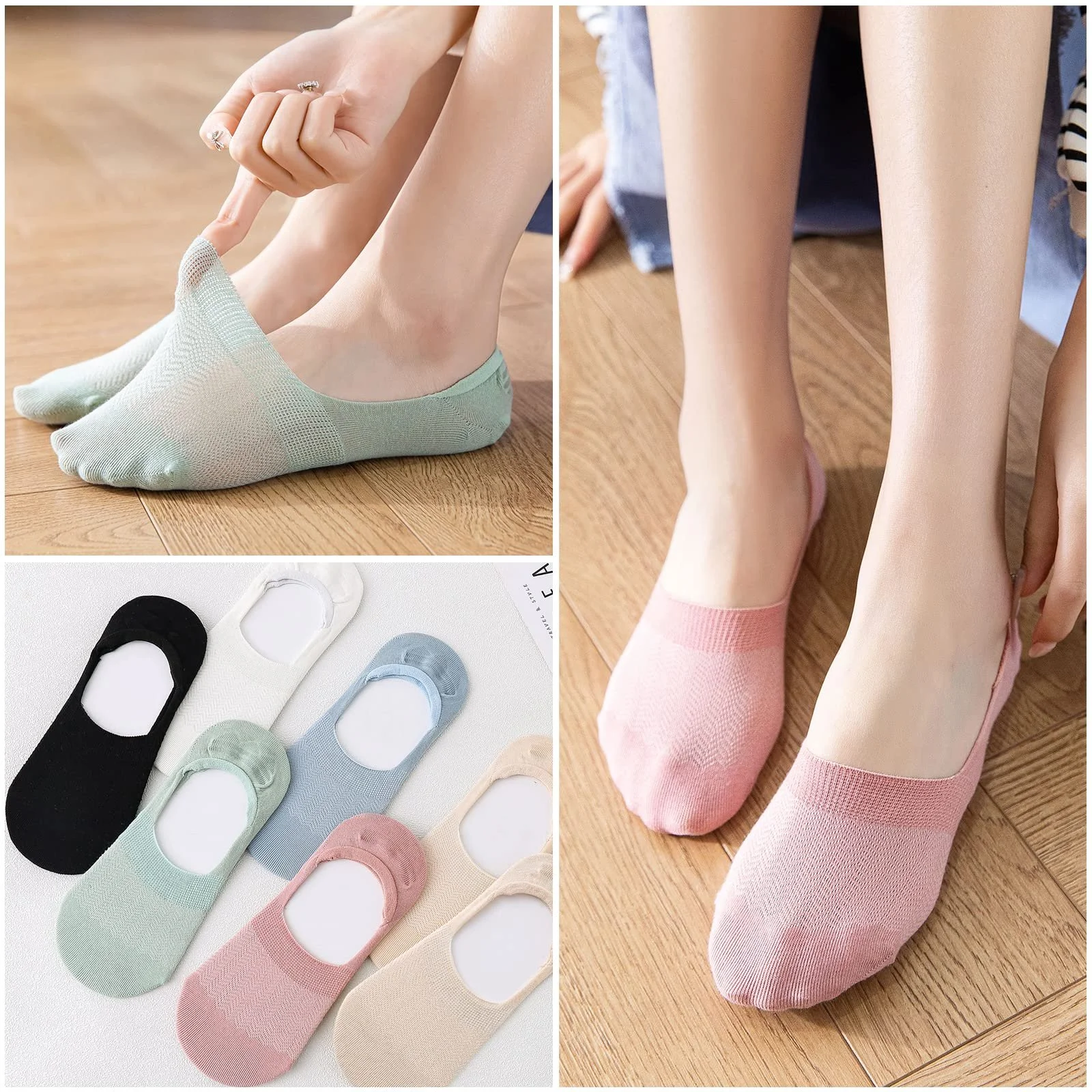 Жіночі бавовняні невидимі шкарпетки TAGVO, 6 пар, фото №4