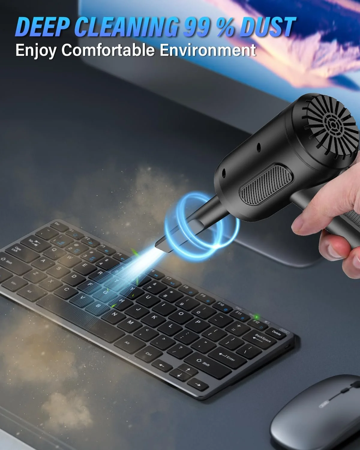 Електричний повітродувка  3-швидкісний 91000 об/хв 6000 мАг USB, фото №2