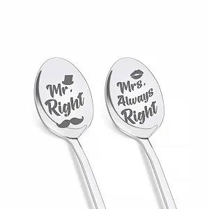 Ложки для кави Подарунок на весілля 2 шт. Гравіювання - Фото 1