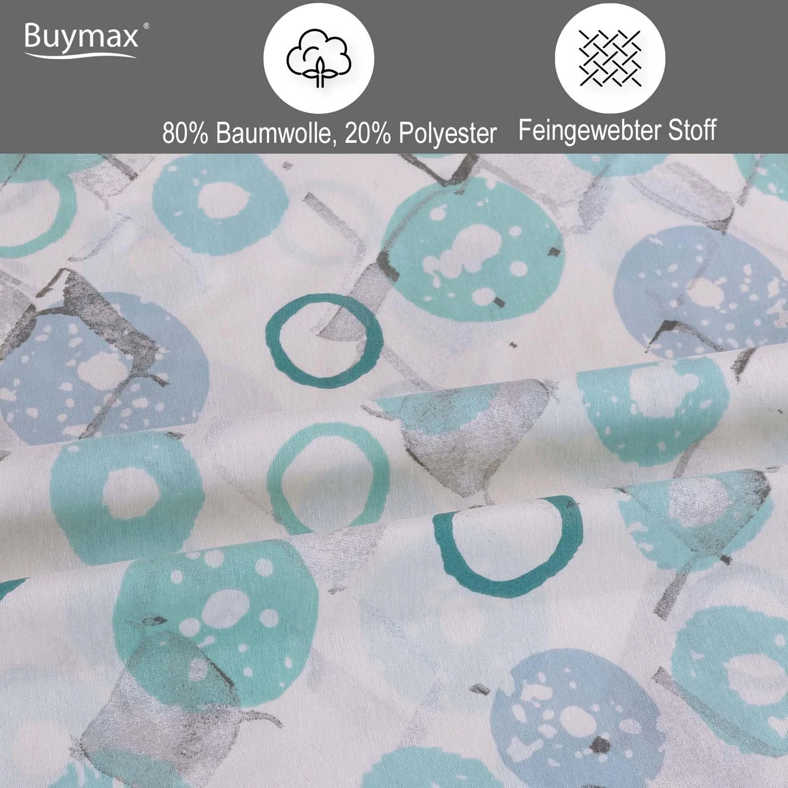 Комплект постельної білизни Buymax 200 x 200 см 80% бавовна 20% поліестер 3 предмети на блискавці, фото №3