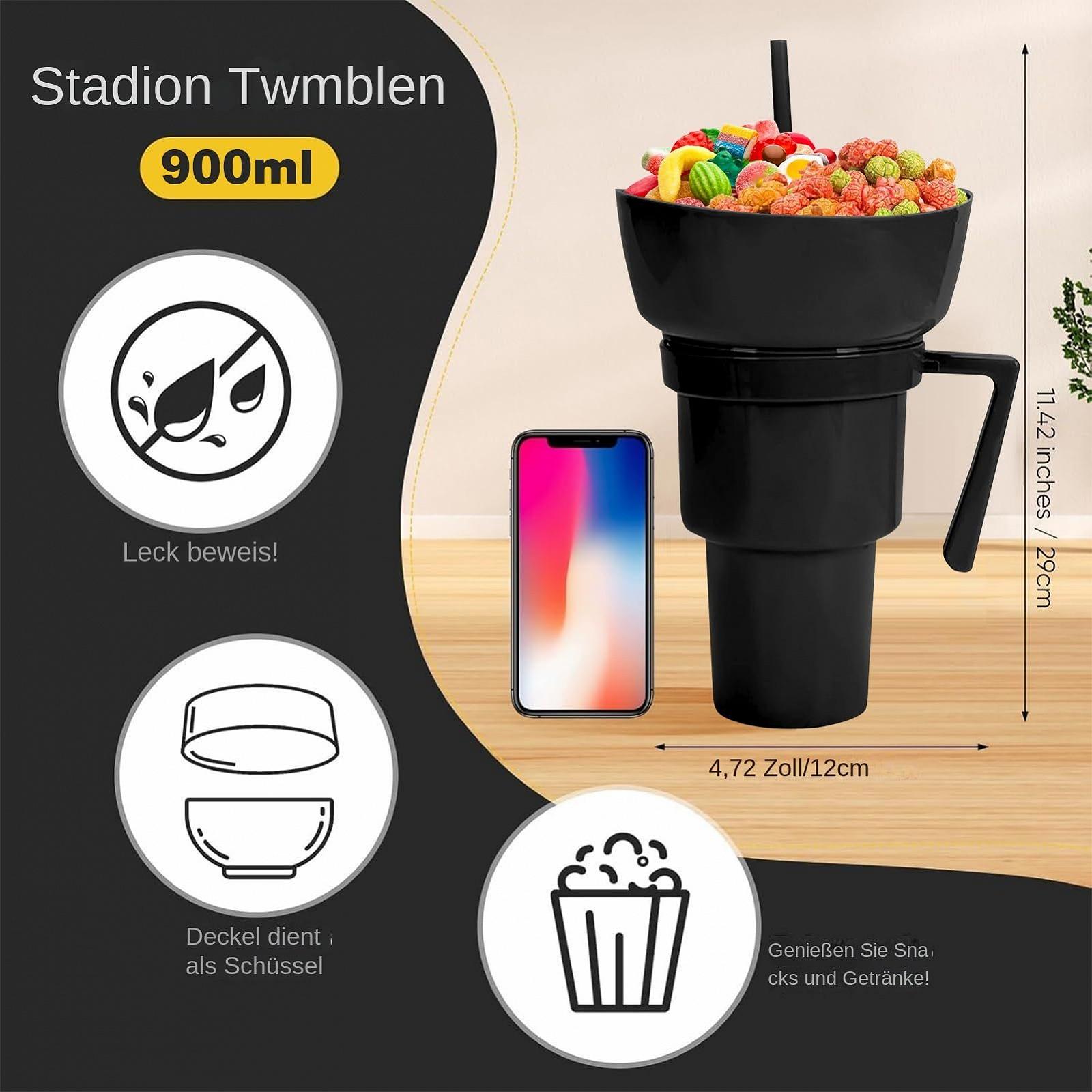 Кухоль 2-в-1 багаторазового використання для снеків та напоїв з соломинкою, фото №5 Кухоль 2-в-1 багаторазового використання для снеків та напоїв з соломинкою, фото №5