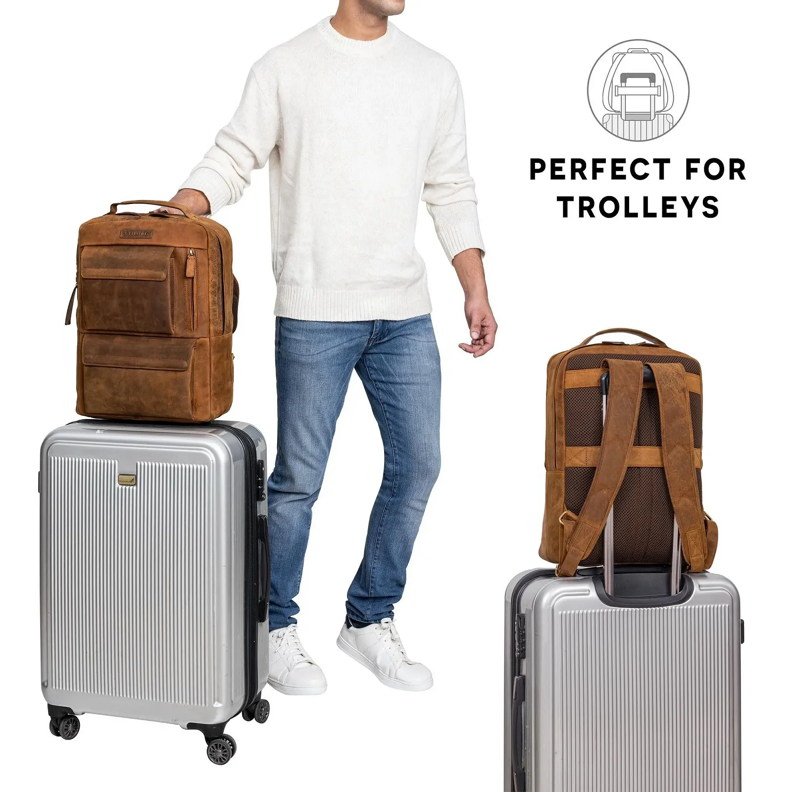 Рюкзак для ноутбука STILORD Egon 15 дюймів Шкіряний Avani - Brown, фото №6 Рюкзак для ноутбука STILORD Egon 15 дюймів Шкіряний Avani - Brown, фото №6