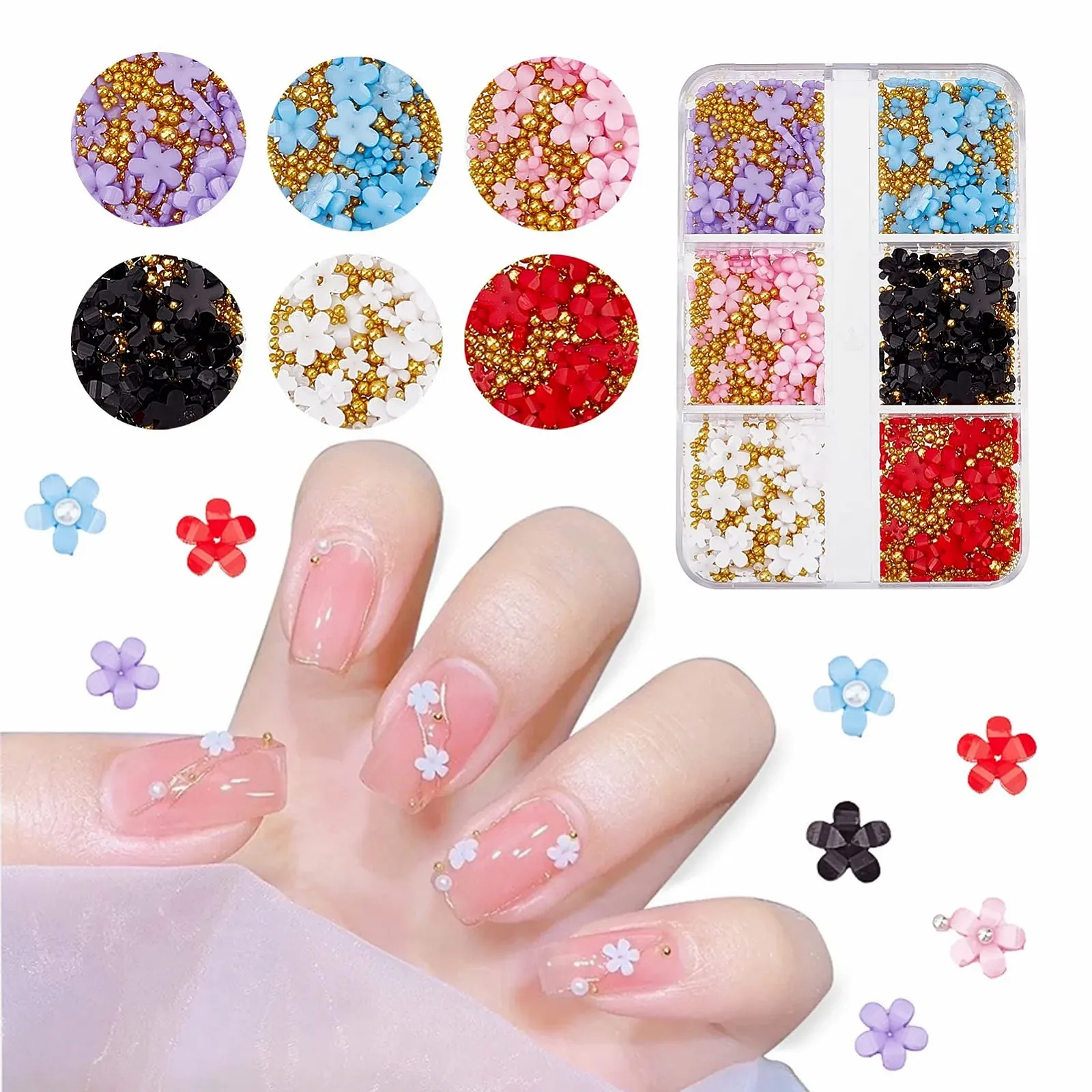 Квітка NICENEEDED 3D з золотими намистинами П'ятипелюсткова Квітка, фото №1