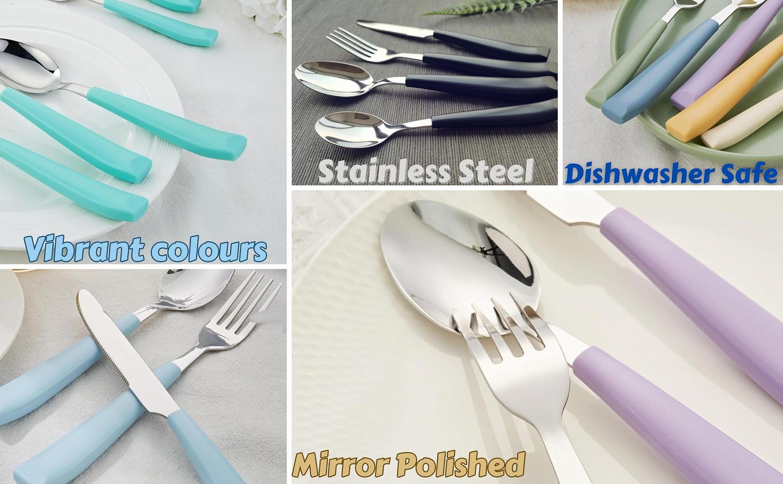 Набор столовых приборов Exzact WF232W из 16 предметов из нержавеющей стали с пластиковыми ручками, фото №9