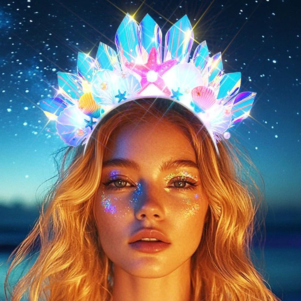 Світлодіодна Обруч на Голову з Мушлею та Морською Зіркою, фото №4