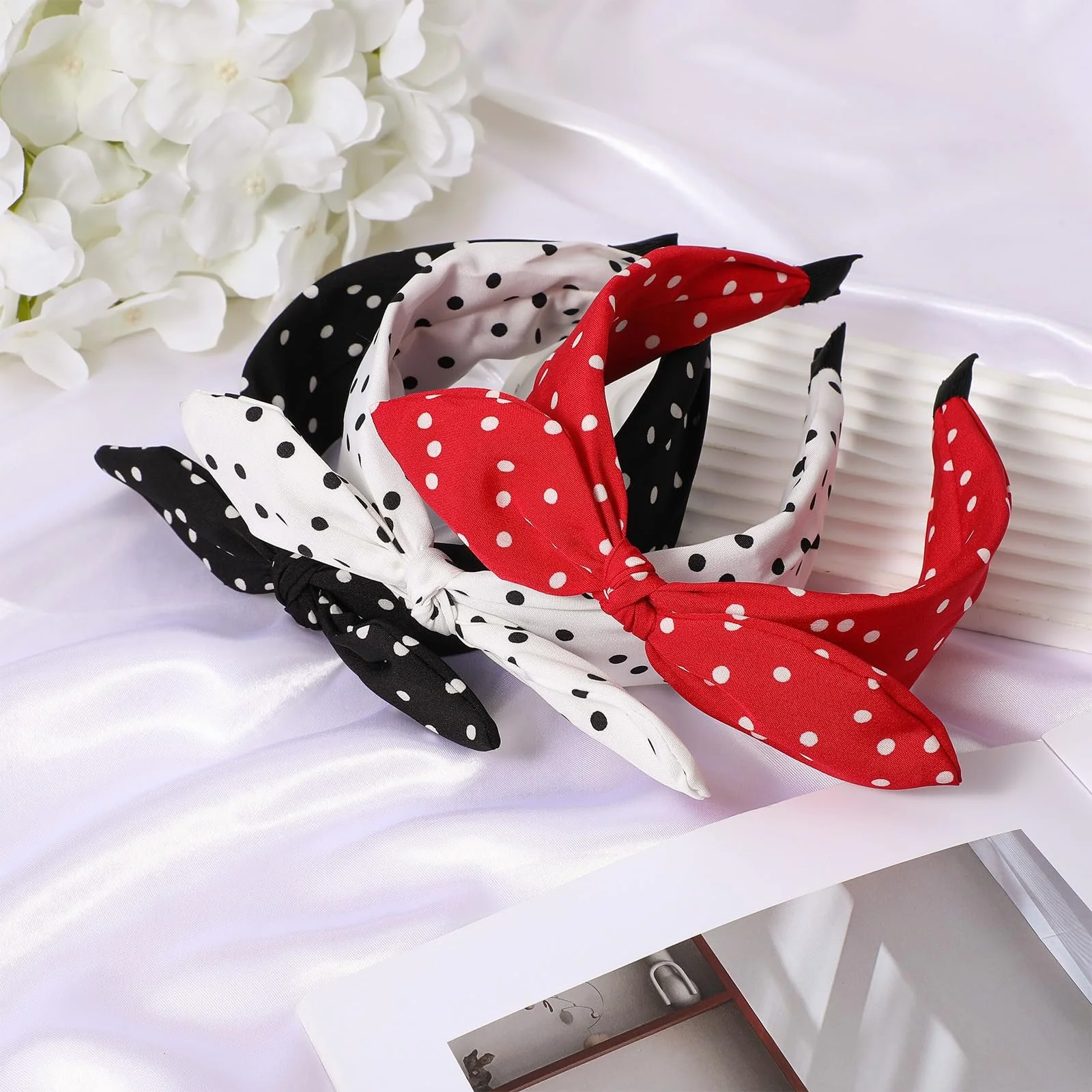 Пов'язка на голову Широка в горошок з бантом, фото №4