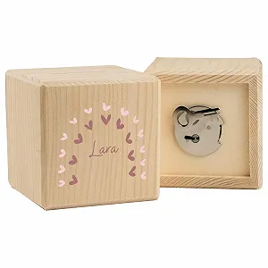 Скарбничка LARIFEE Rainbow Hearts кубічна дерев'яна з замком та ключем - Фото 1