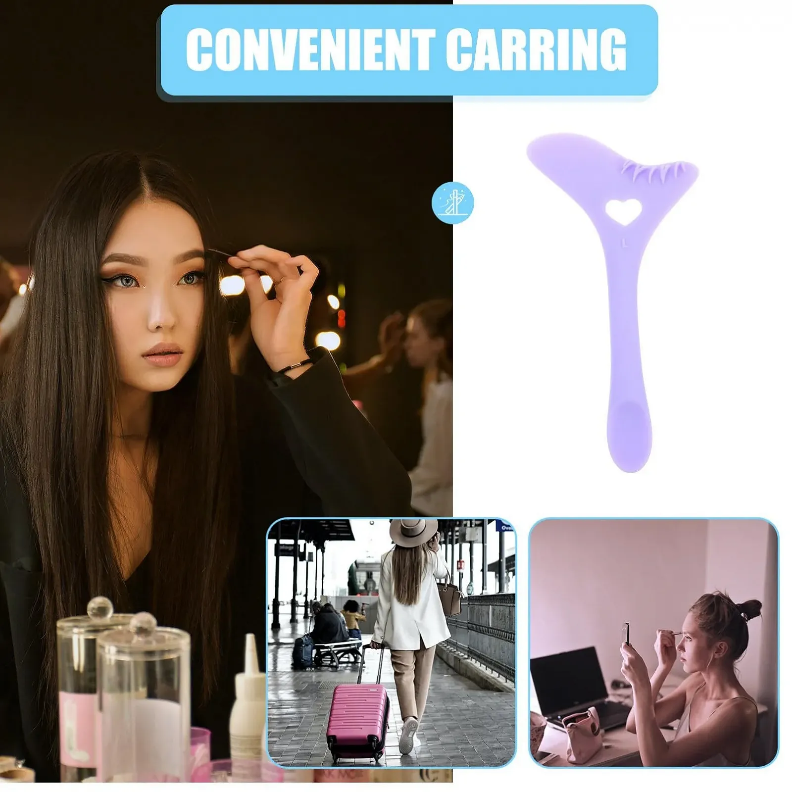 Трафарет для підводки Beaupretty Багаторазовий силіконовий багатофункціональний інструмент для макіяжу Фіолетовий, фото №7