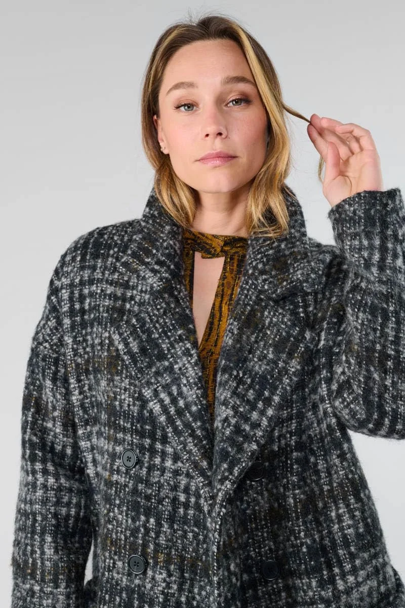 Пальто Le Temps des Cerises Aklys довге в клітинку, фото №3