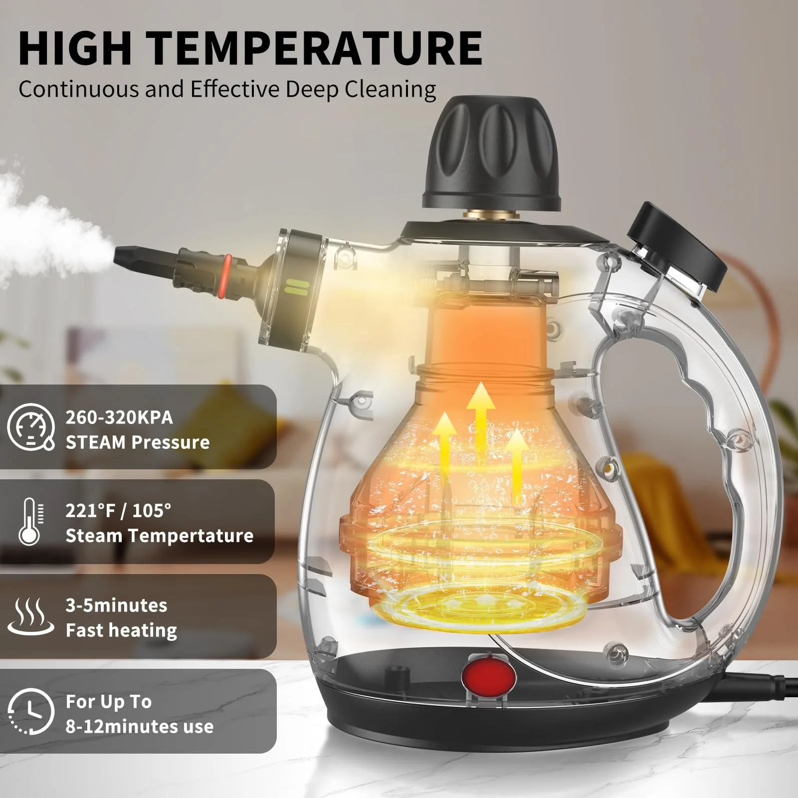 Пароочисник GalhanEhe Ручний Чорний та Білий, фото №3
