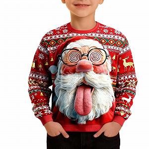 Рождественский свитер для девочки - детский свитер с длинными рукавами и круглым вырезом, мягкий и уютный повседневный свитер для мальчиков и девочек, идеально подходит для праздников и семейных торжеств - Фото 1