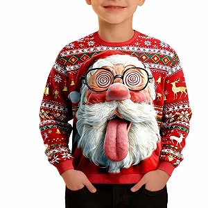 Різдвяний светр з довгими рукавами та круглим вирізом - Фото 1