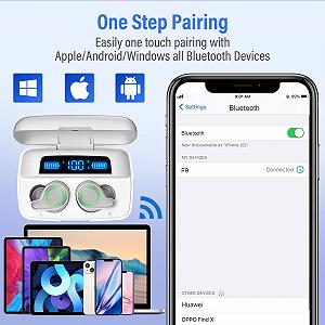 Навушники Esiposs Bluetooth 5.0 Бездротові Вкладки з Мікрофоном Водостійкі IPX7 З чорним Кейсом synthetic.ua - Фото 1