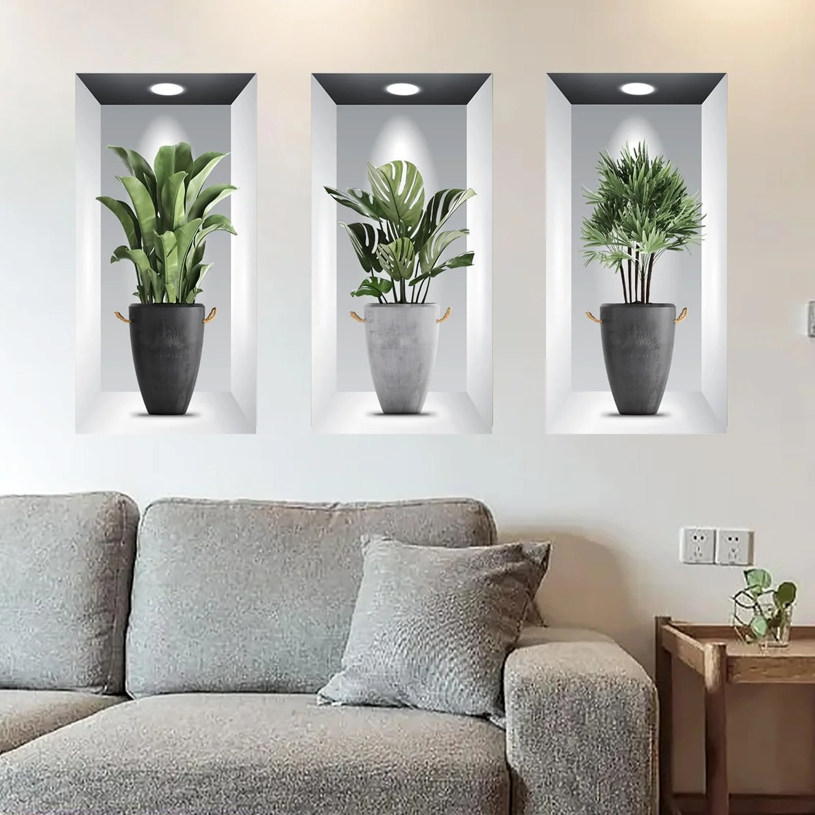 Наклейка на стіну 3D Green Plants Vase Зелена 30 x 60 см 3 шт., фото №7
