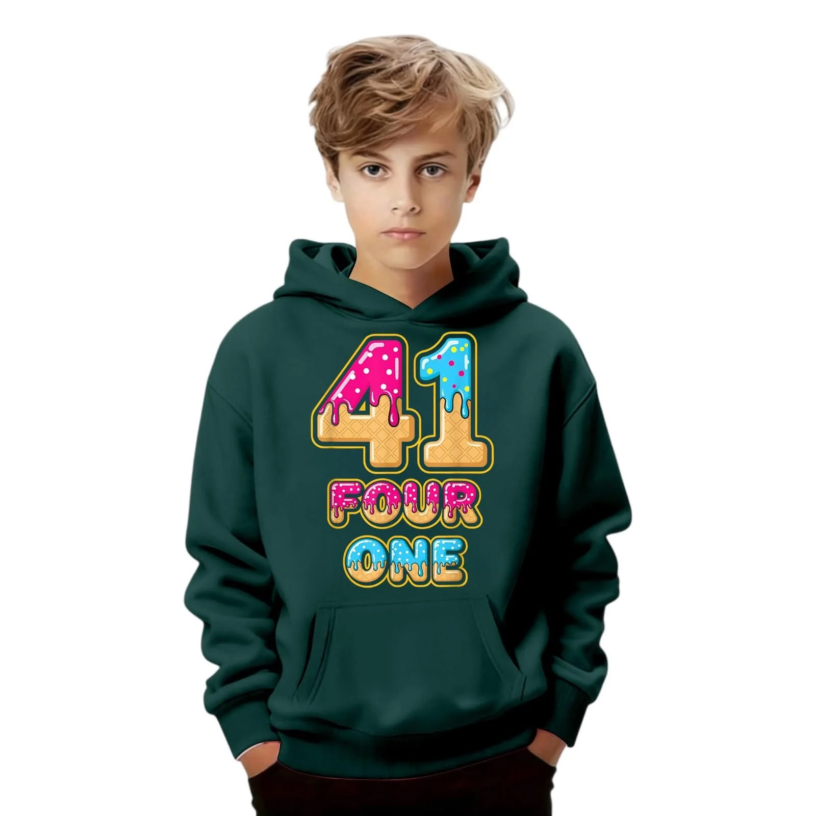 Детское худи с графическим принтом, мягкий флис для девочек и мальчиков, фото №3