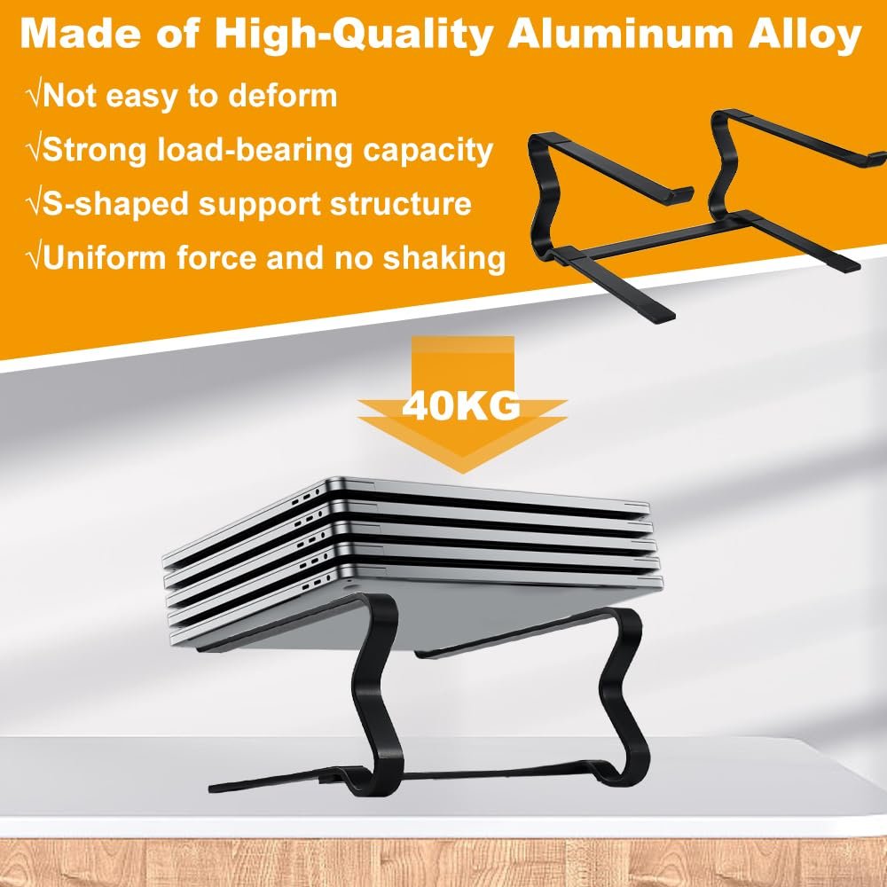 Подставка для ноутбука металлическая Настольная подставка для ноутбука Держатель для MacBook Черный Держатель для ноутбука Совместим с ноутбуками 10-17,6 дюймов, фото №3