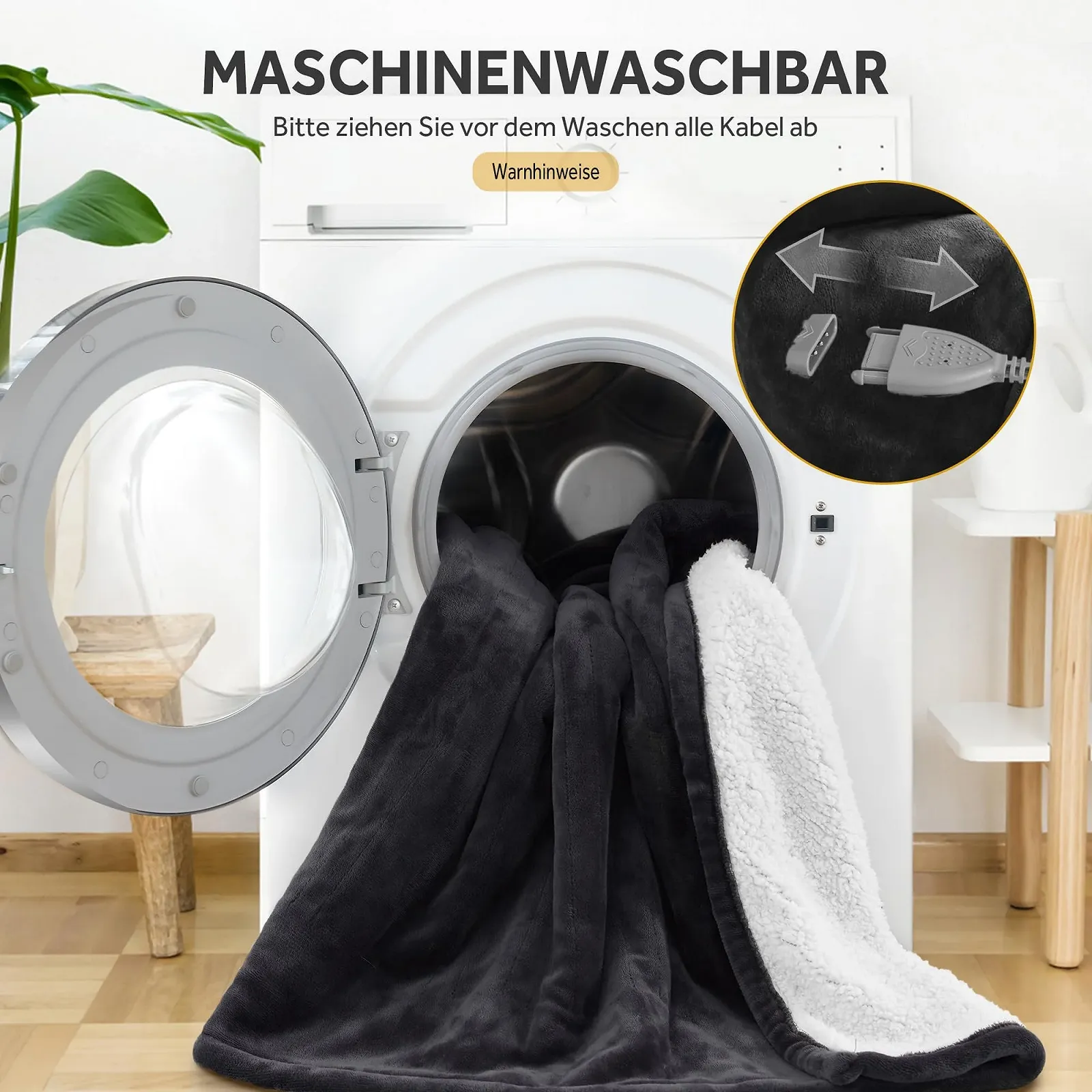 Электрическое одеяло Warmrest 130 x 100 см, фланель шерпа, 6 уровней температуры, защита от перегрева, можно стирать, фото №6