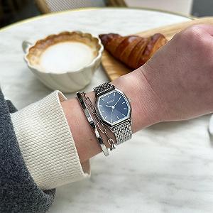 Женские часы BURKER Julia Шестигранный корпус Женские часы Звеньевой браслет Нержавеющая сталь Аналоговый Кварцевый 3 ATM Водонепроницаемый - 32 мм - Серебристый Черный synthetic.ua - Фото 1