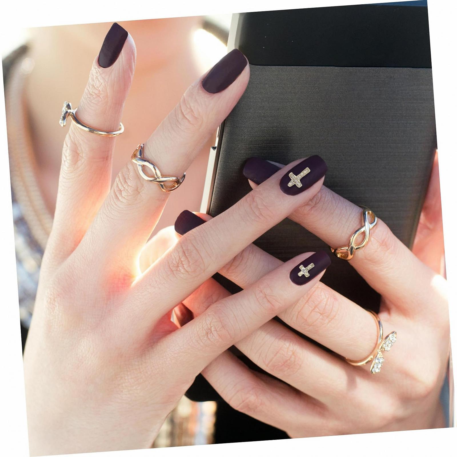 Подвеска Крестик для ногтей 60шт Металлический Крестик для ногтей Аксессуары для дизайна ногтей Подвеска для ногтей со стразами, фото №2