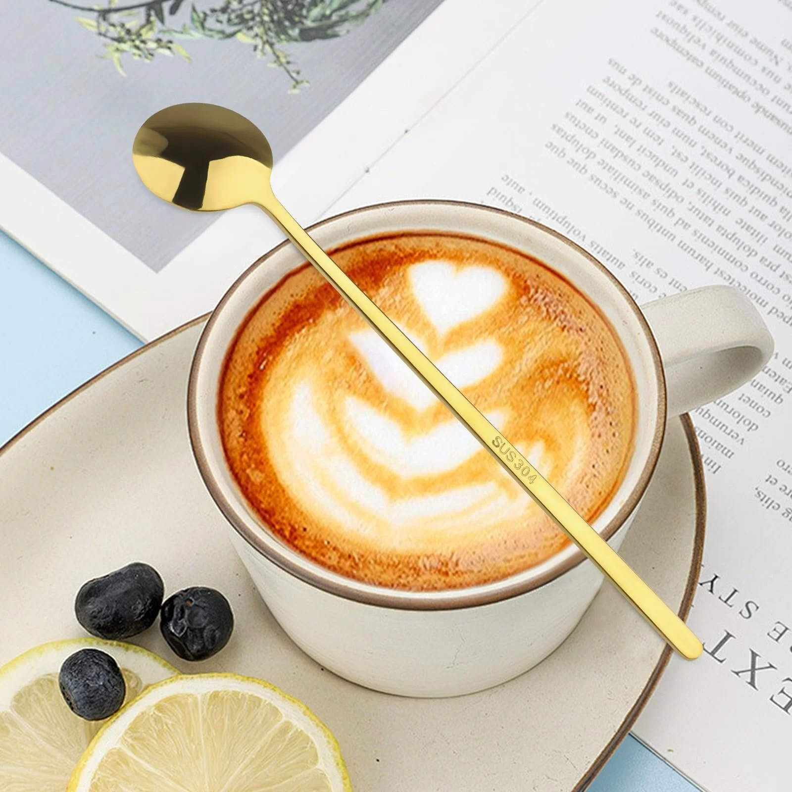 Набір ложок Golden з нержавіючої сталі, 4 шт, 17 см, з довгою ручкою, для змішування кави, чаю, десертів, фото №6 Набір ложок Golden з нержавіючої сталі, 4 шт, 17 см, з довгою ручкою, для змішування кави, чаю, десертів, фото №6