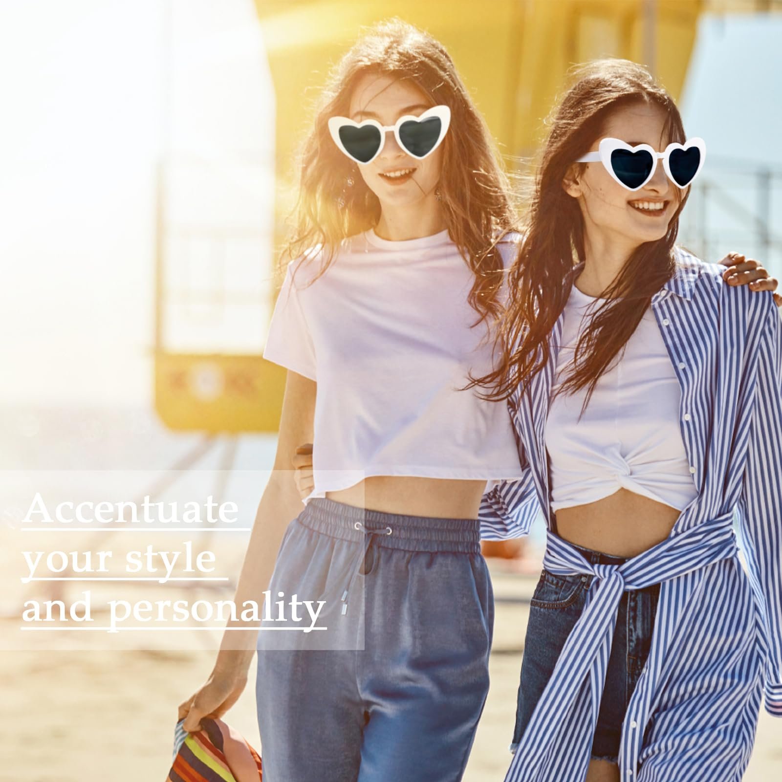 Сонцезахисні окуляри TIVUNORON у формі серця, 8 штук, білі, вінтажні, фото №6