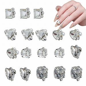 Стразы для ногтей Набор 18 шт Сердце Прямоугольник Геометрические драгоценные камни для ногтей с дизайном кучи, Прозрачные хрустальные бриллианты для ногтей, Аксессуары для женщин, девушек, украшения для дизайна ногтей - Фото 1
