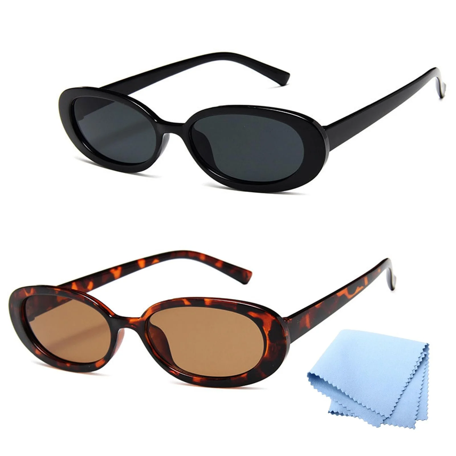 Овальні Сонцезахисні Окуляри Жіночі Вінтажні UV400 Ретро Чорний, 2 шт, фото №1 Овальні Сонцезахисні Окуляри Жіночі Вінтажні UV400 Ретро Чорний, 2 шт, фото №1