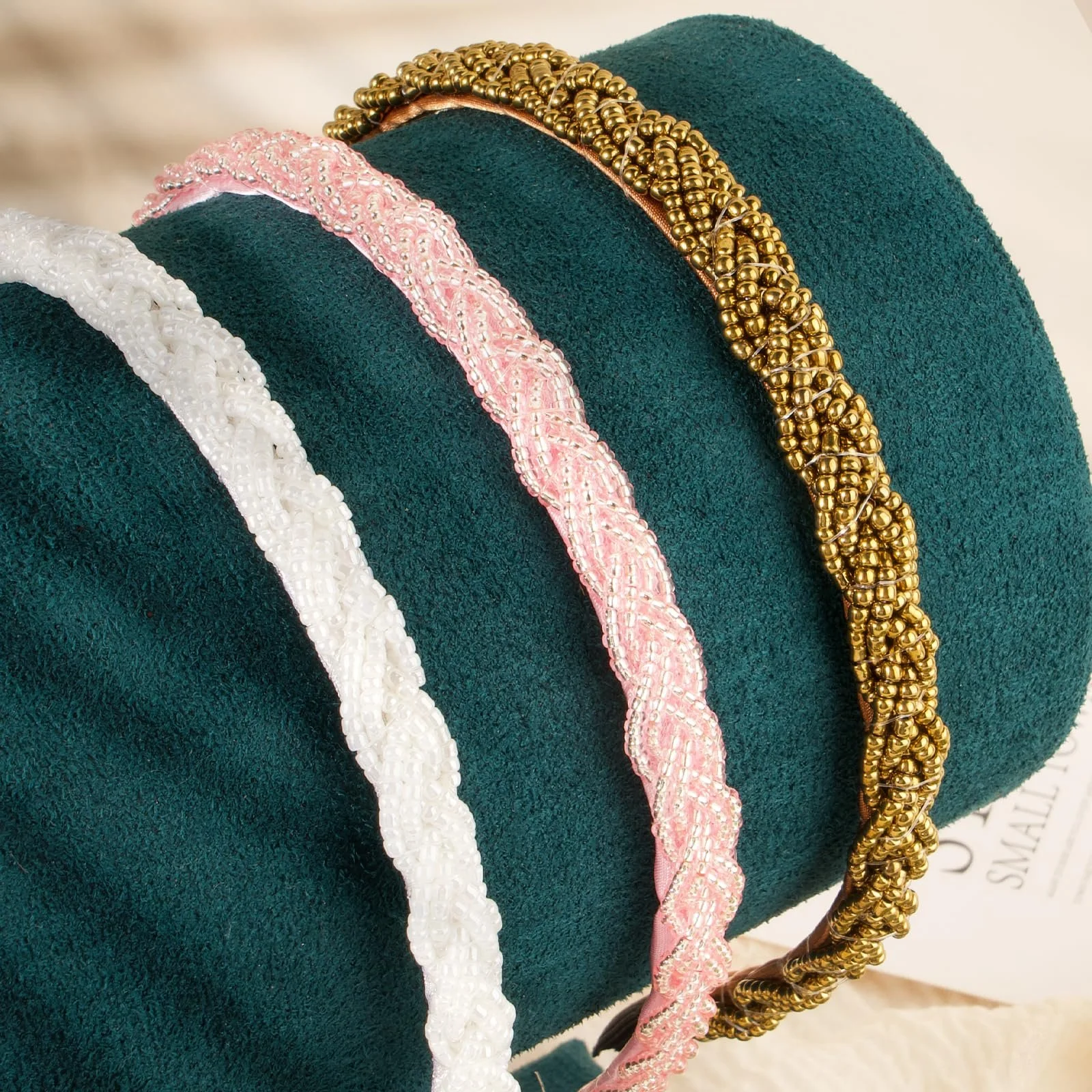 Обруч Плетінка Жіночий з перлинами 3 шт., фото №4