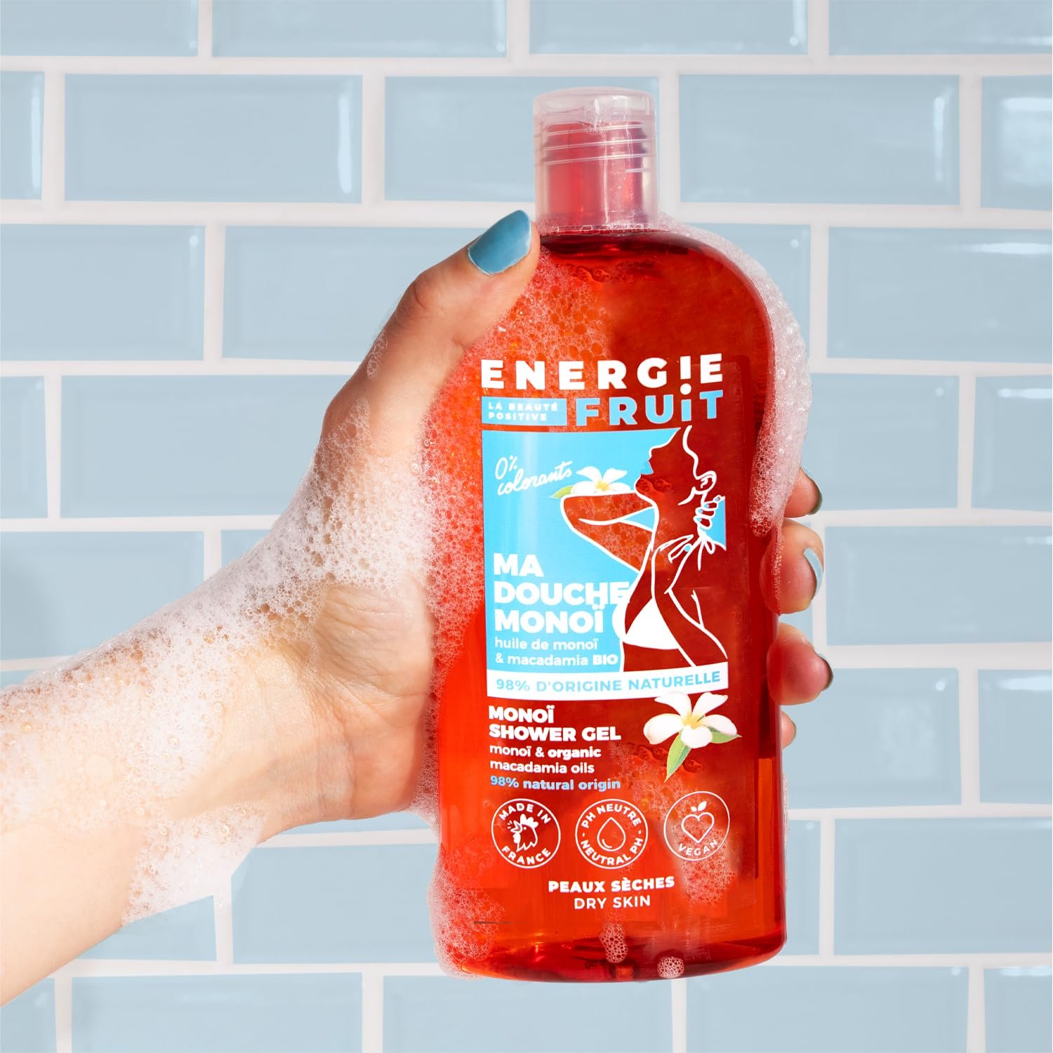 Гель для душа Energie Fruit Monoï & Macadamia pH-нейтральный Органический Веганский 500 мл, фото №4