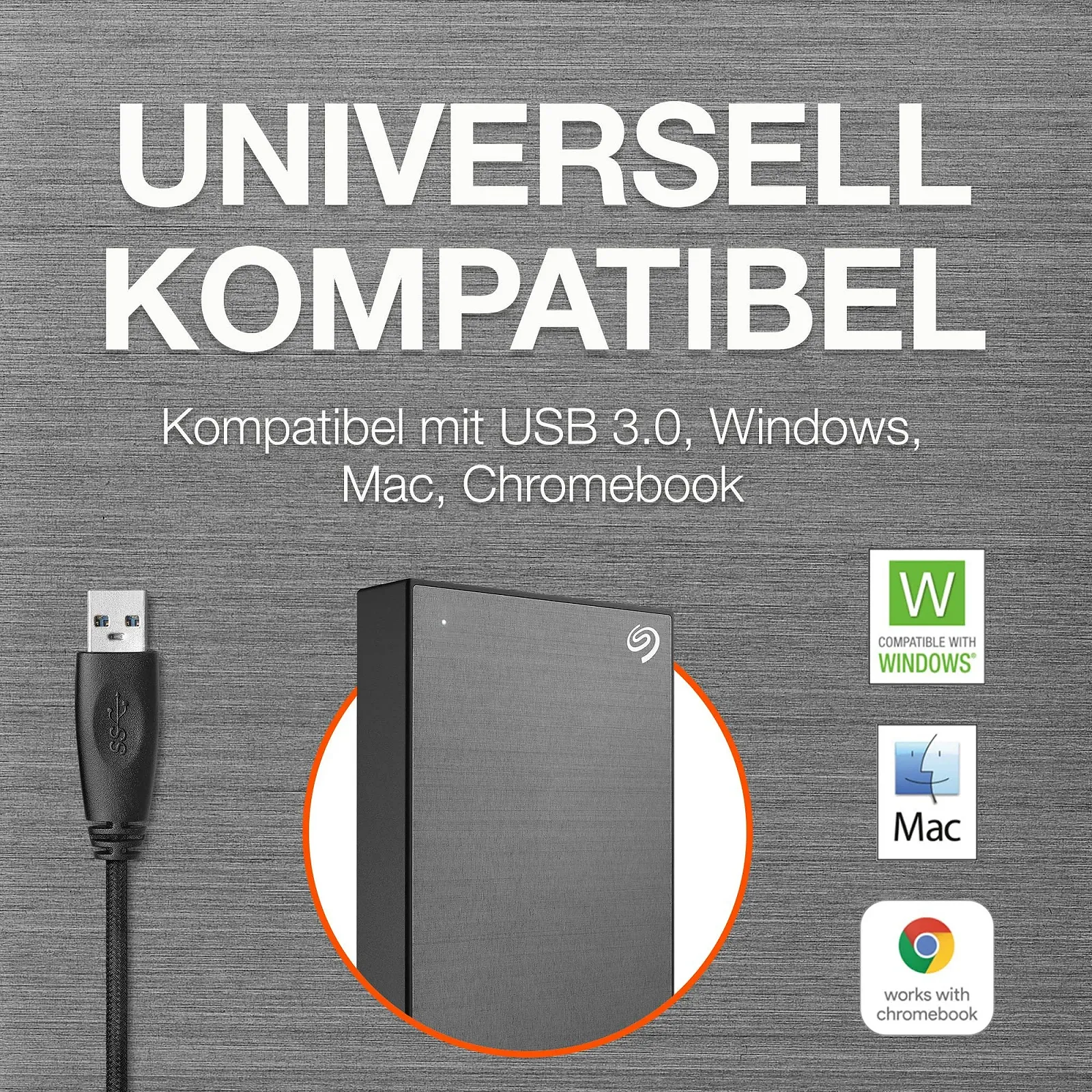 Внешний жесткий диск Seagate One Touch 2 ТБ USB 3.0 Space Gray STKY2000404, фото №5