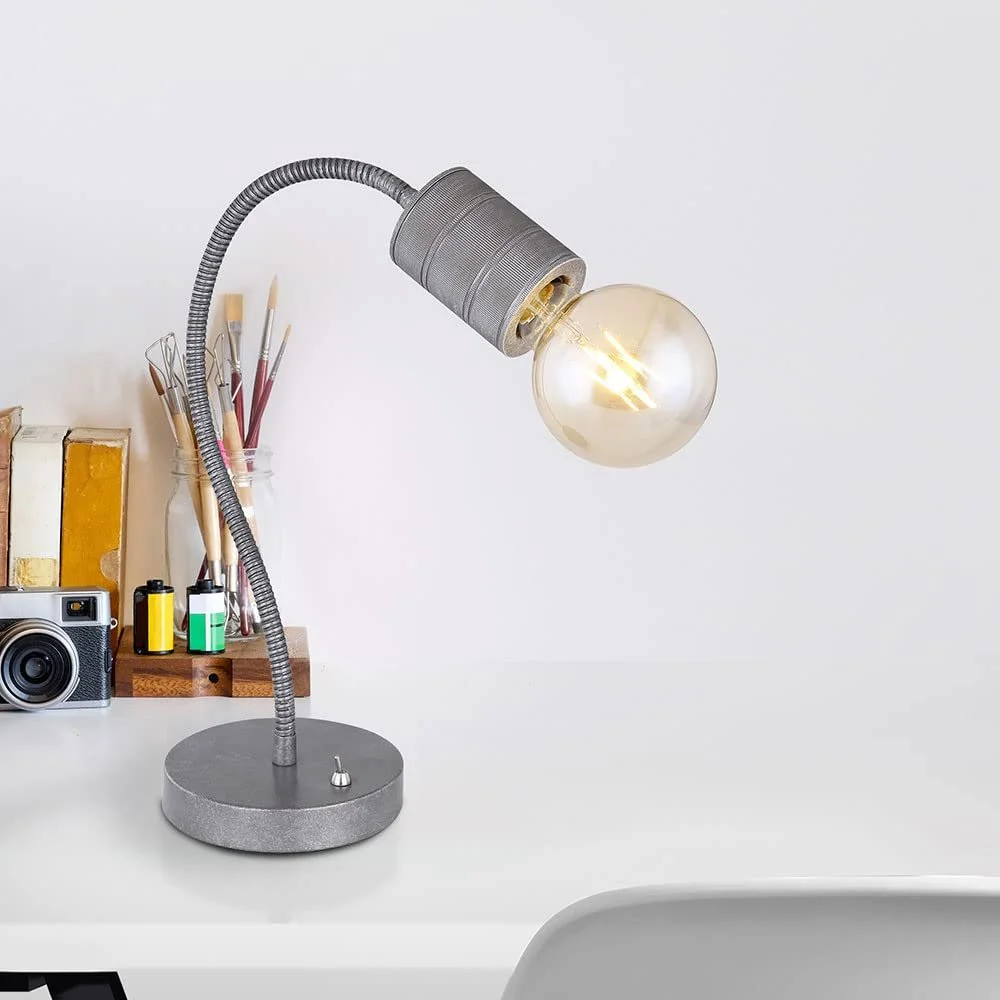 Настільна лампа etc-shop Метал Алюміній Поворотна E27 59 см Сріблястий, фото №8