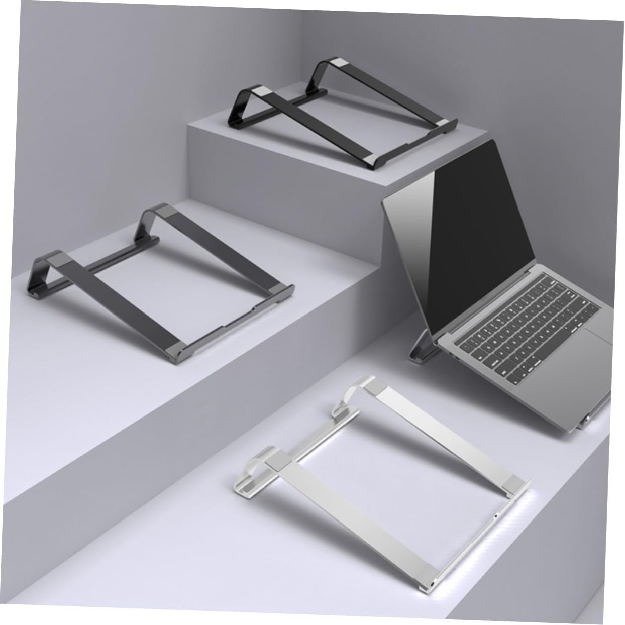 Підставка для ноутбука Алюмінієвий сплав Вентильована Ергономічна Стабільна Охолоджуюча Підтримка для покращеної постави, фото №2 Підставка для ноутбука Алюмінієвий сплав Вентильована Ергономічна Стабільна Охолоджуюча Підтримка для покращеної постави, фото №2