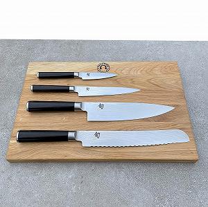 Набір ножів: Офісний ніж Kai Shun Classic DM-0700 + Універсальний ніж DM-0701 + Ніж для хліба DM-0705 + Ніж шеф-кухаря DM-0706 + Дошка - Фото 1