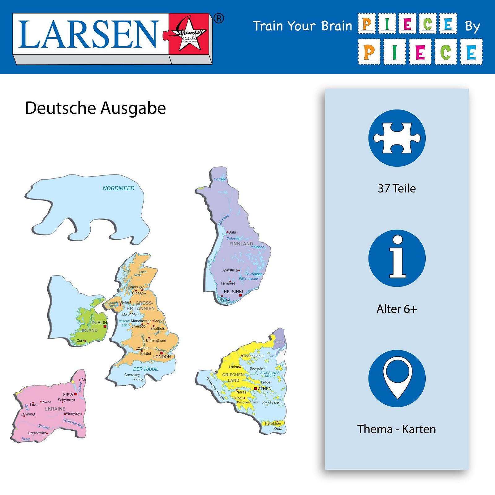 Пазл-рамка Larsen A8 Europe Political Map 37 елементів, фото №3