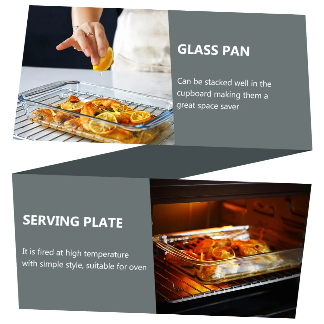 Форма для запікання VALICLUD прямокутна скляна з 2 ручками, фото №4 Форма для запікання VALICLUD прямокутна скляна з 2 ручками, фото №4