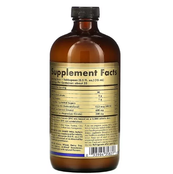 Solgar Calcium Magnesium Citrate with vit D3 со вкусом натуральной голубики 473 мл, фото №2 Solgar Calcium Magnesium Citrate with vit D3 со вкусом натуральной голубики 473 мл, фото №2