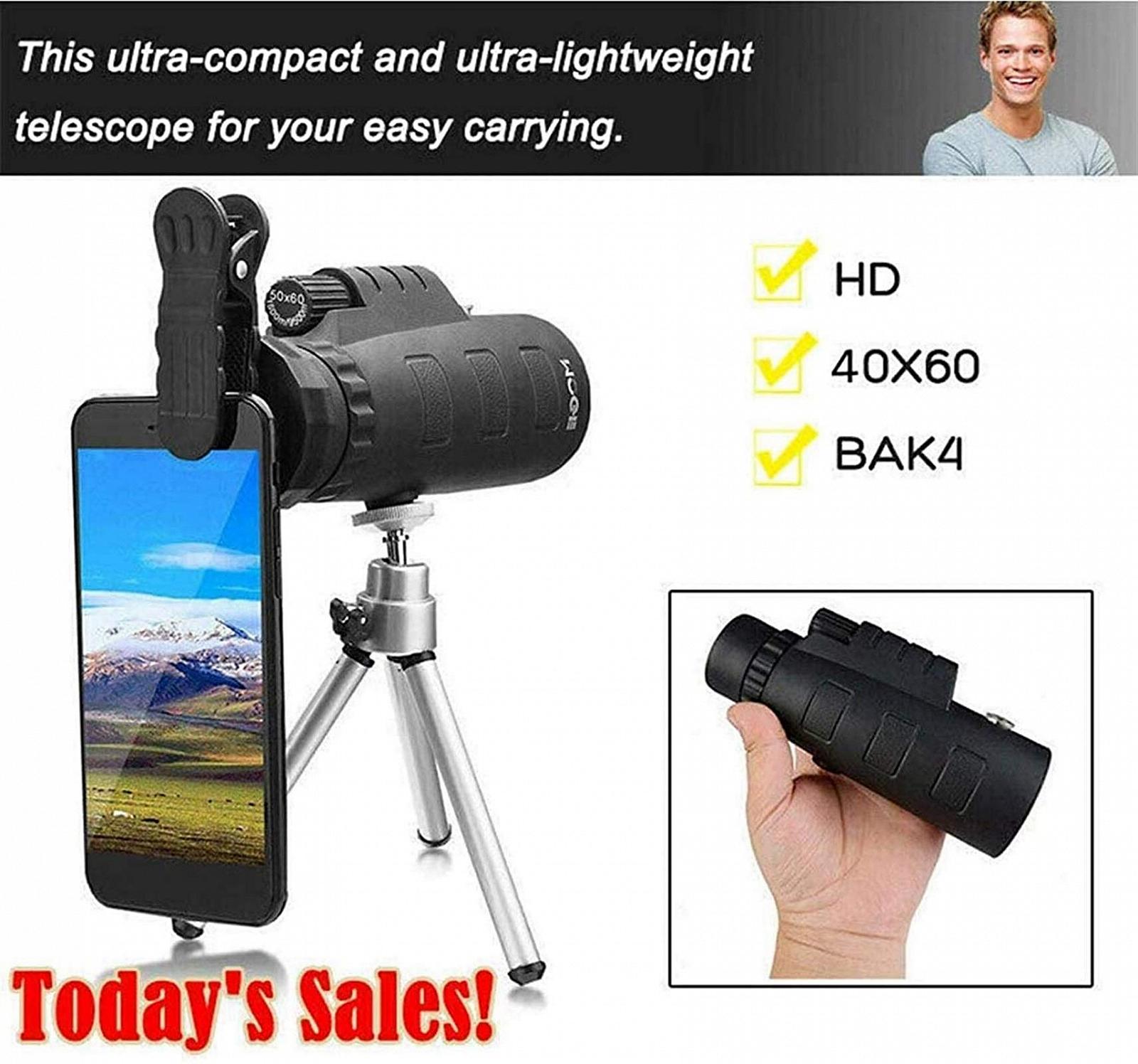Телескоп монокуляр QHYTL HD з оптичним зумом та утримувачем для штатива з призмою BAK4, фото №3