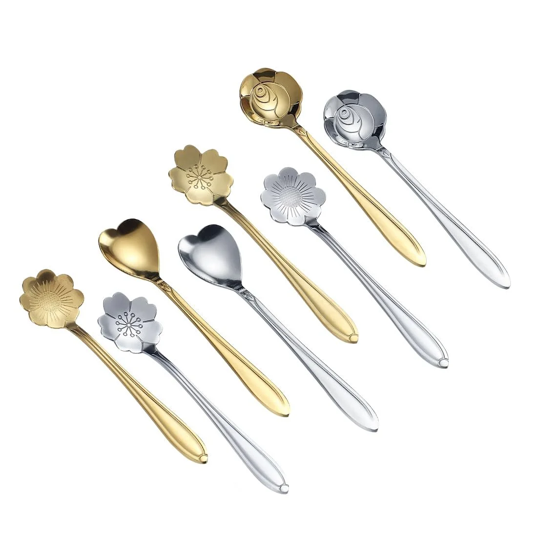 Ложка Типу Латте Маккіато Набір Gold and Silver 8 шт. Нержавіюча сталь, фото №1