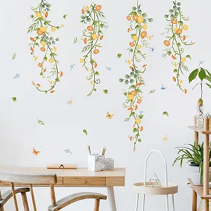 Наклейка на стіну Supzone Flowers Жовта квітка в'юнка 125 x 85 см synthetic.ua - Фото 1