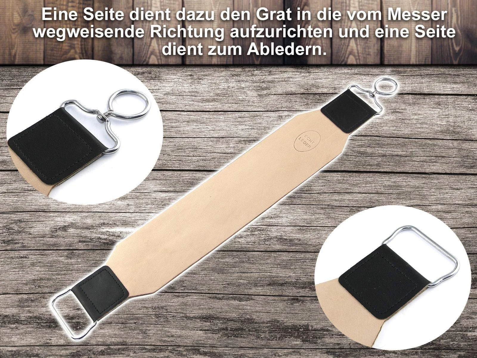 Набір для гоління небезпечна бритва з дерев'яною ручкою та шкіряний ремінь для правки 2 предмети, фото №4