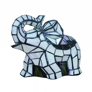 Настільна лампа Tiffany Style Elephant вітражне скло біла synthetic.ua - Фото 1