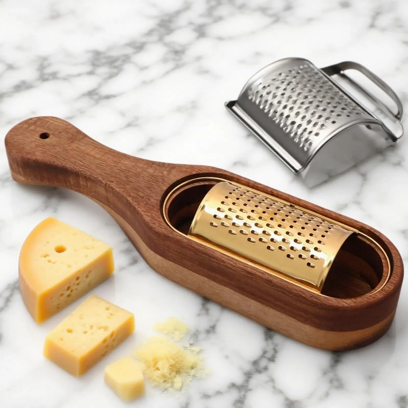 Терка кухонна ручна, терка, машина для натирання та нарізання Kitchen Aid з контейнером для зберігання для приготування їжі, випічки, картоплі, шоколаду, фото №2