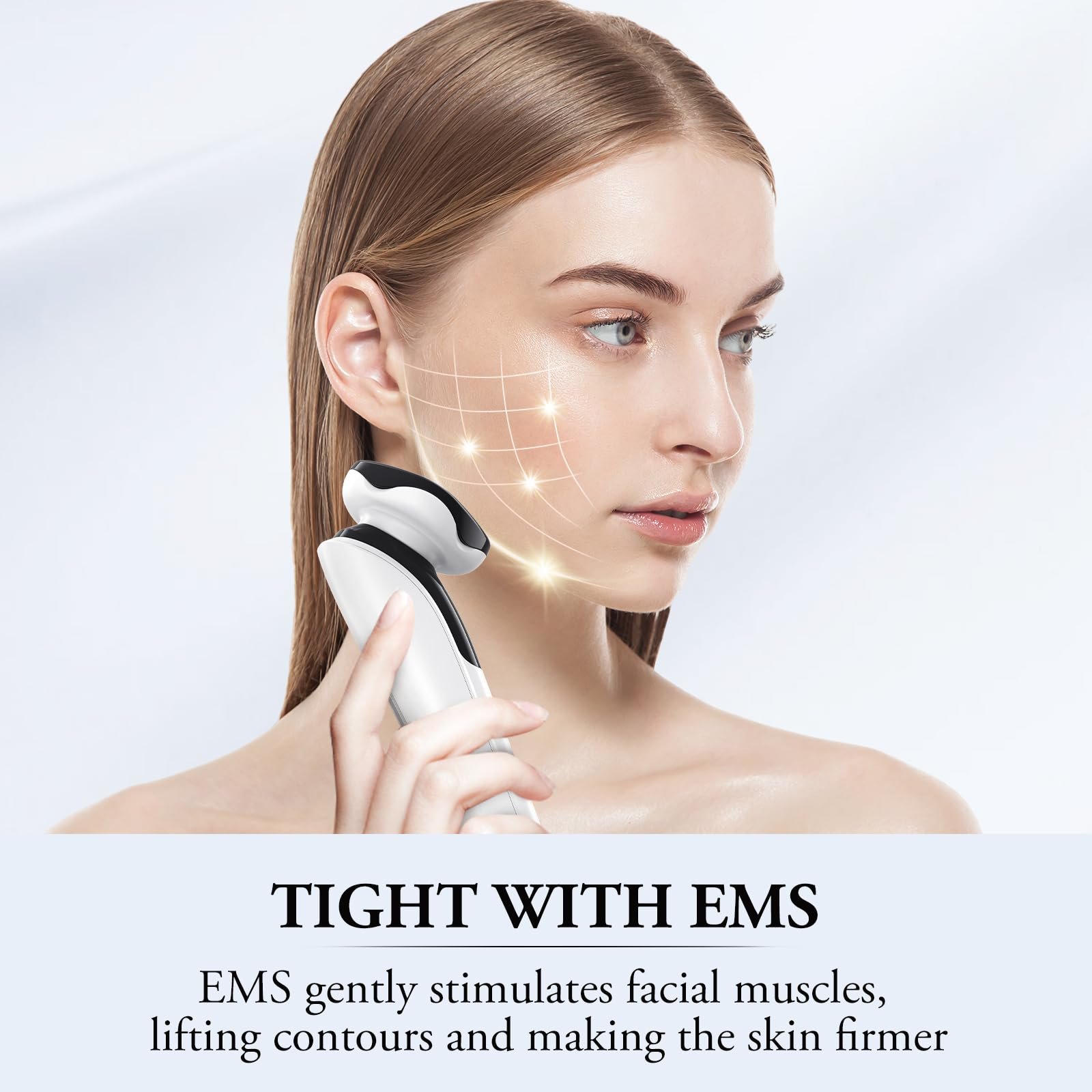 Масажер для обличчя ANLAN EMS Gua Sha, світлова лампа (червоне та синє світло), електричний, нагрів 42 °C ±3 °C, фото №3