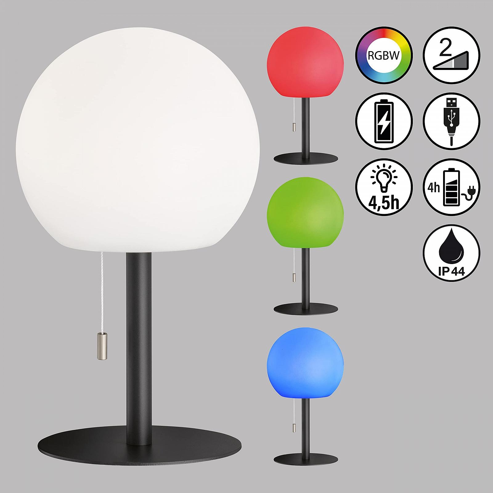 Настільна лампа FHL easy! Trivento вулична акумуляторна 1x LED 1,5 Вт + 0,4 Вт RGB 3000 К 170 Лм Пісочний чорний/Пісочний білий, фото №2