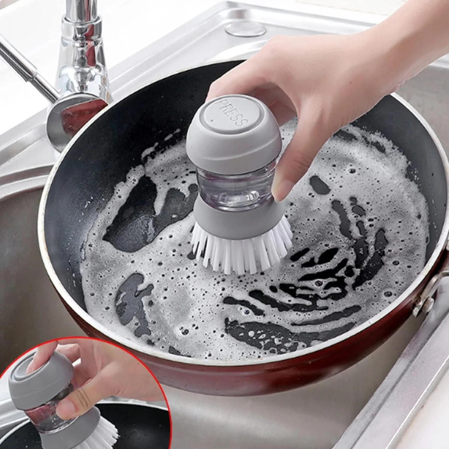 Щітка для миття посуду Soap Dispenser Stand and Drip Tray, фото №3