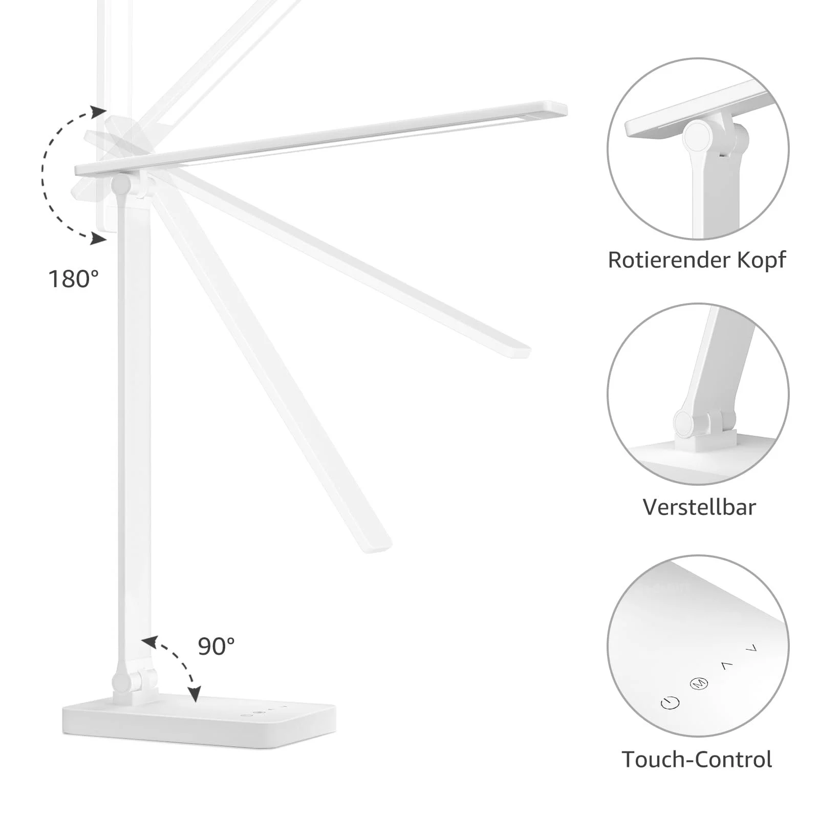 Настільна лампа Lepro LED 800 лм 3 кольори 5 рівнів яскравості Білий, фото №5